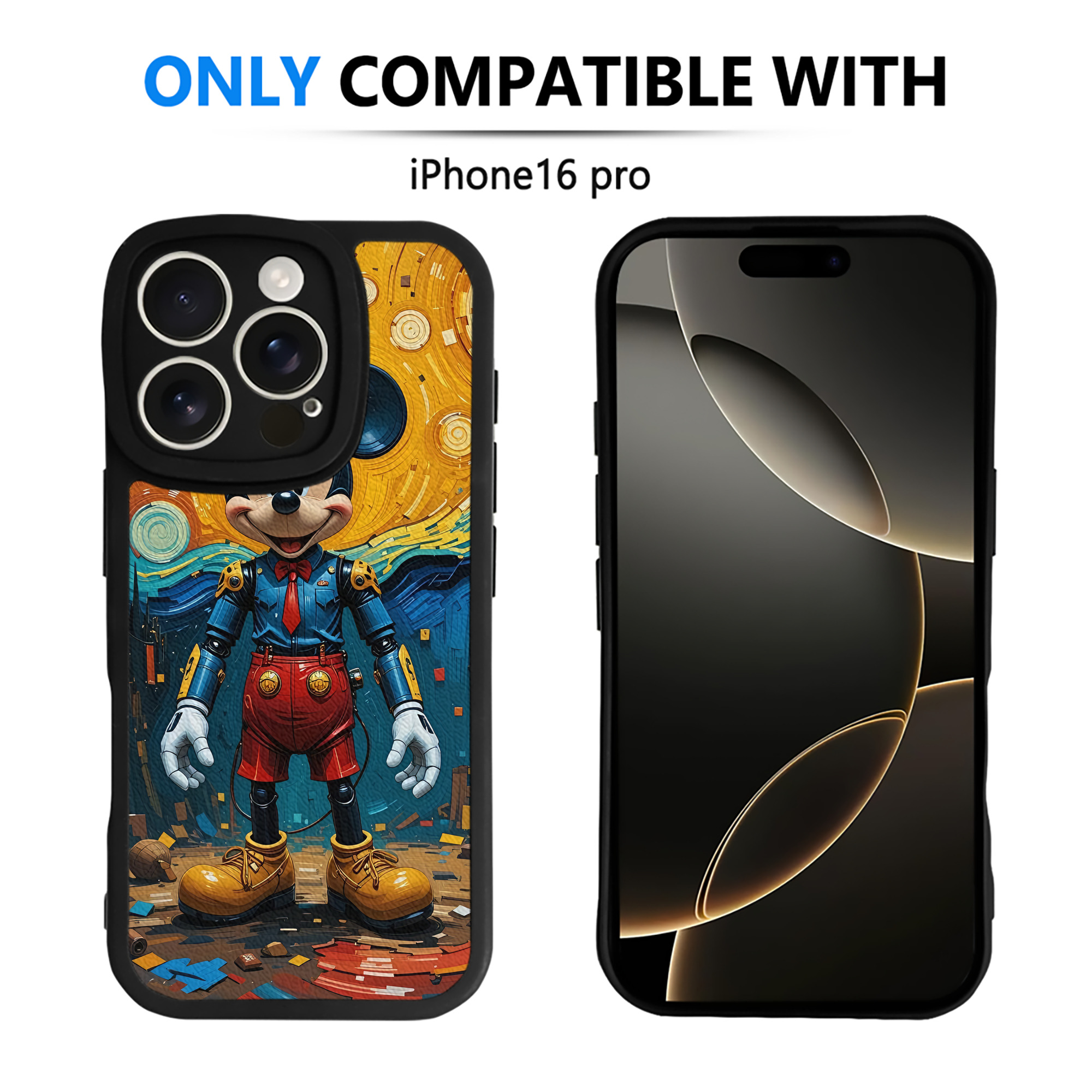 （画像用） ミッキーマウス Mickey Mouse 【iPhone 16シリーズ対応】シリコンスマホケース（レザー調） 材質：シリコン